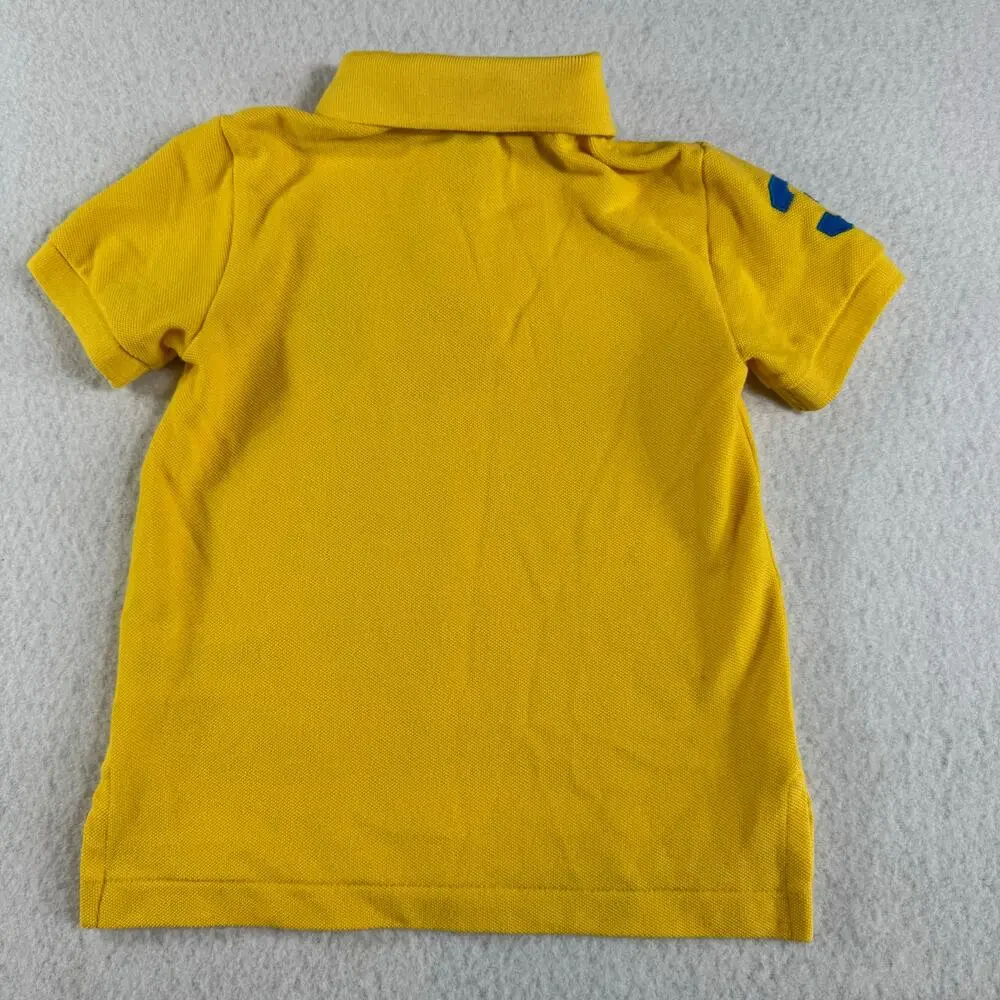 Ralph Lauren 3/3T Big Pony Cotton Mesh Yellow with Big Blue logo Polo Shirt